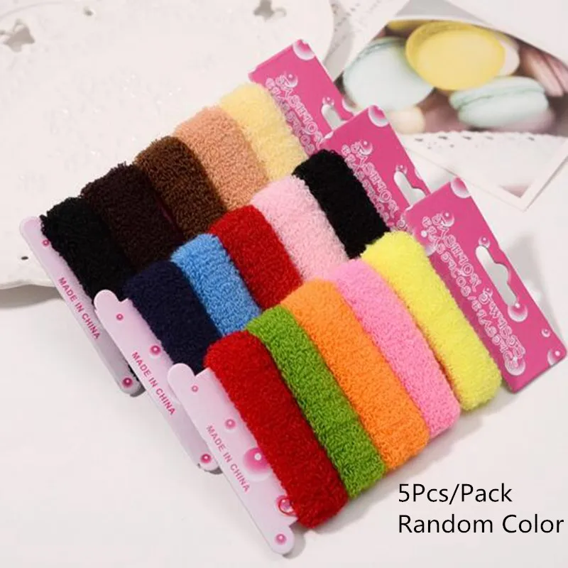 New Arrivals Women Girls 5Pcs Pack Colorful Random Color High Elastic Hair Band Rubber Rope Ponytail