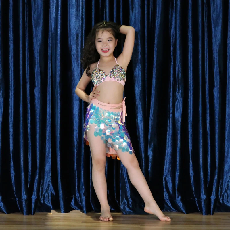 

2019 New Competition Children Belly Dancing Clothes 2-piece Oriental Outfit Girls Belly Dance Costume Set Bra & Skirt dance wear
