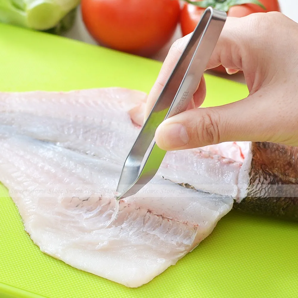 

New 12cm Stainless Steel Fish Bone Vegetable Peeling Tweezers REMOVER Pincer