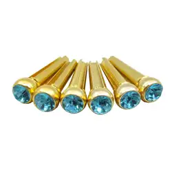 FSTE-6PCS чистый Медь Материал народная Акустическая гитара мост Pin Peg ногтей с кристаллом Dot (синий)