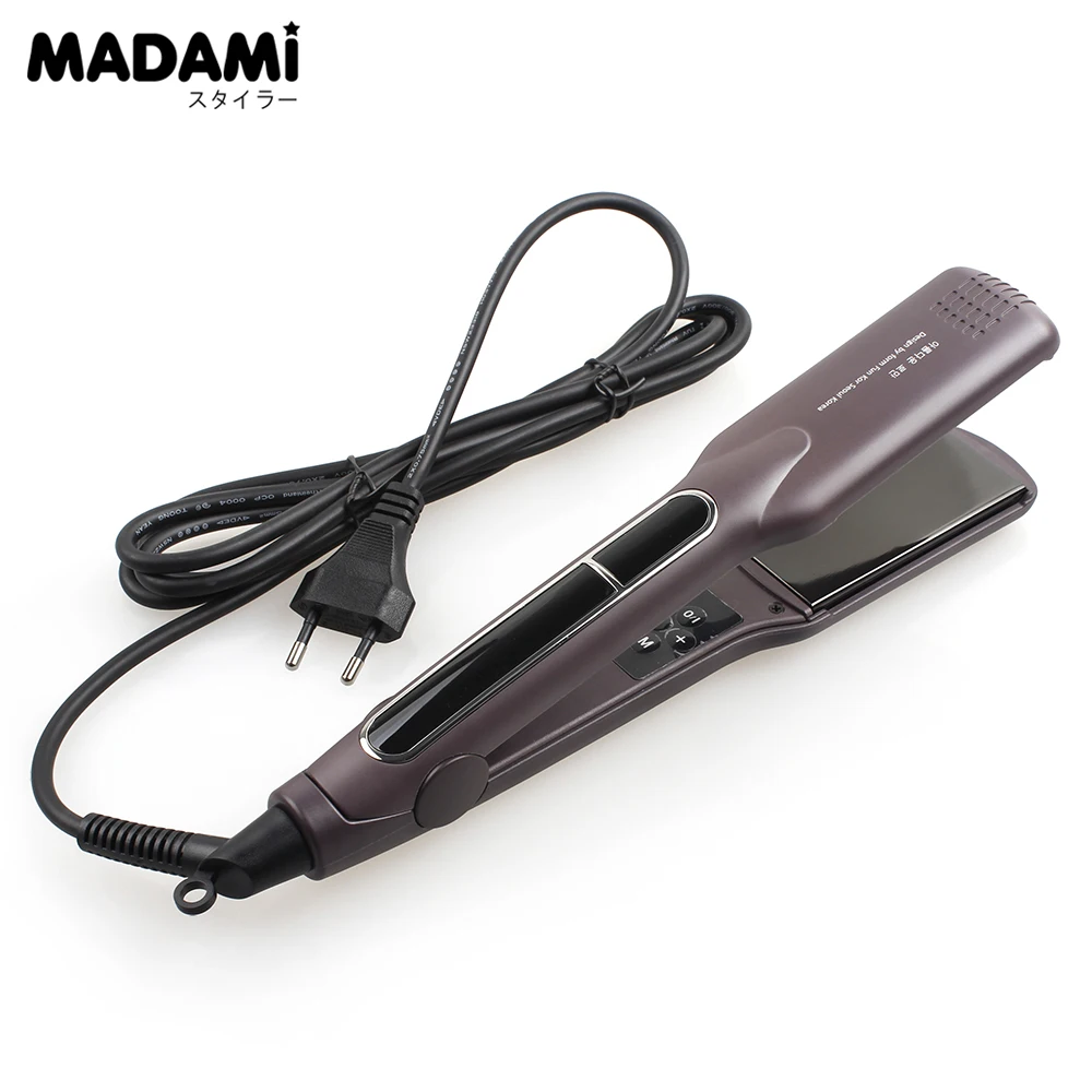 

Korean Ceramic Fast heating Flat Iron Wide Plate Hair Straightener Dual Voltage LED Floating Styling Tools