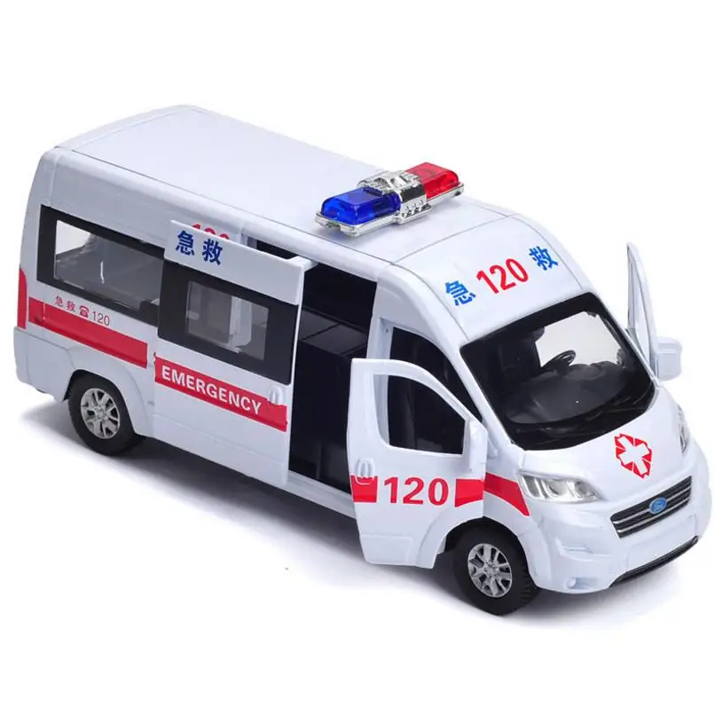 

Children's educational toys 1:32 ambulance,Express truck alloy pull back car model diecast metal toy vehicles sound&light