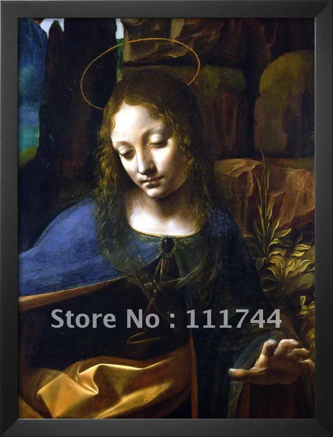 

Modern art Oil Painting Detail of the Head of the Virgin from the Virgin of the Rocks By Leonardo Da Vinci canvas High quality