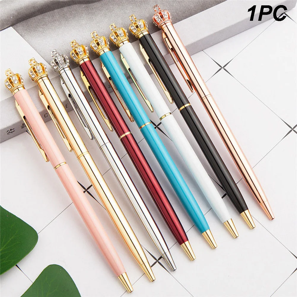 

Crystal Pen Diamond Crown Ballpoint Pen Stylus Office School Stationery Ballpoint Pen Ink Pen Replaceable Refill