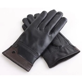

Men Sheepskin Genuine Cool Leather Gloves Outside All-match Thermal Sheepskin Full Finger Gloves Gloves