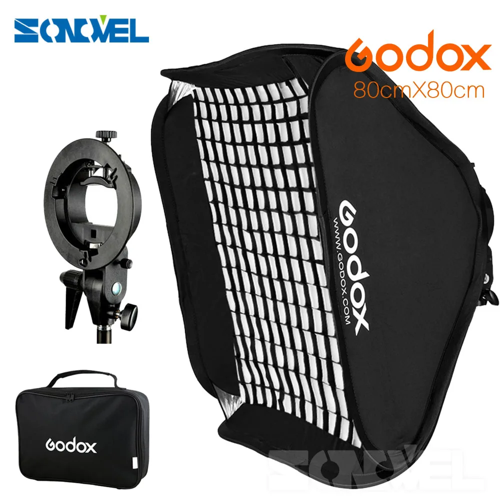 Godox регулируемая вспышка софтбокс сетка 80 см * + s образный кронштейн сотовая Сетка