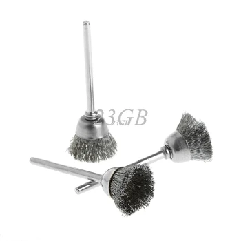 

2017 Steel Wire Wheel Brush Head Abrasive Deburring Drilling Tools Bowl-shape 3Pcs/set MAR15_17