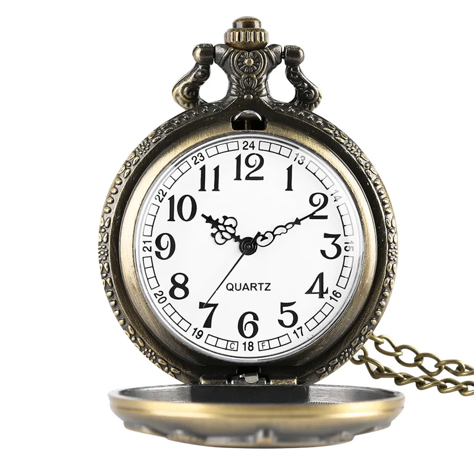 Винтаж Бронзовый кварцевые карманные часы ретро Подвеска для ожерелья Смотреть уникальные подарки для Для мужчин Для женщин дети P3010 reloj de