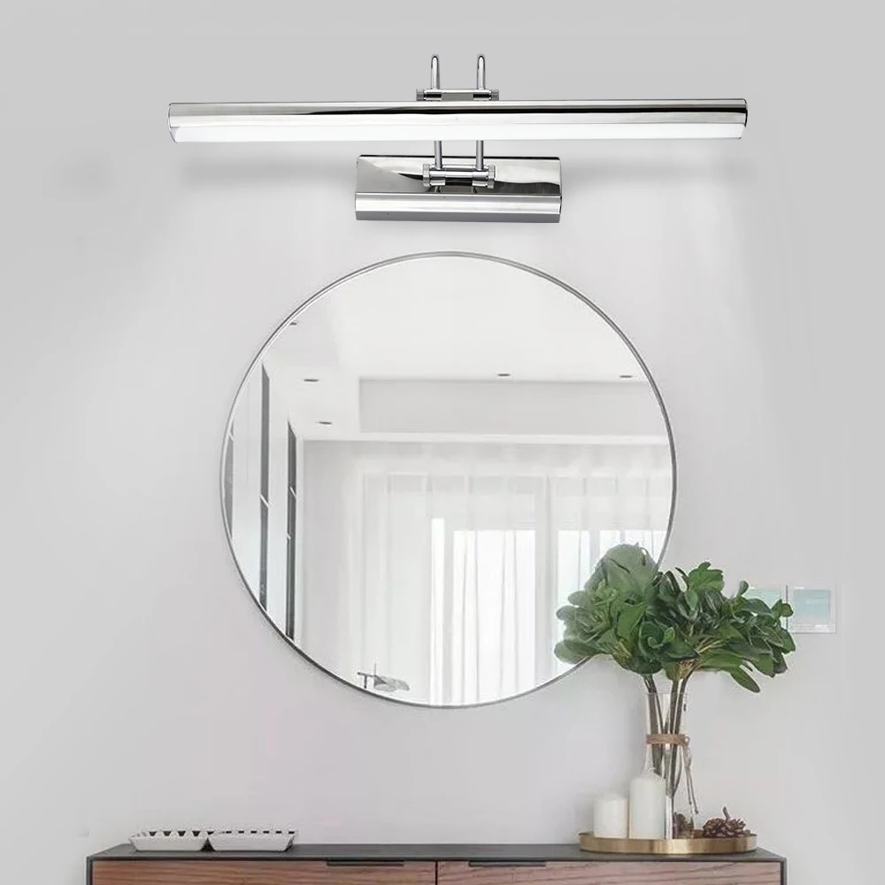 LUCKY светодиодный настенный светильник в современном стиле, светильник для ванной комнаты, 12 Вт, 90-260 В, настенный водонепроницаемый светодиодный светильник-зеркало, настенные бра из нержавеющей стали