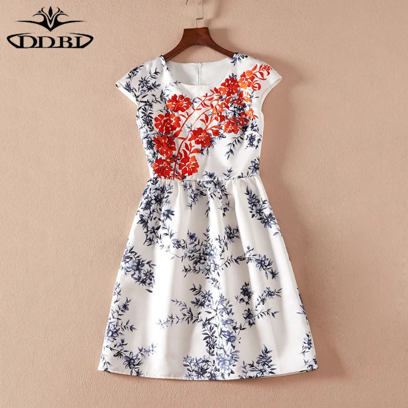 high quality summer dress short white dress printed white dresses 180503