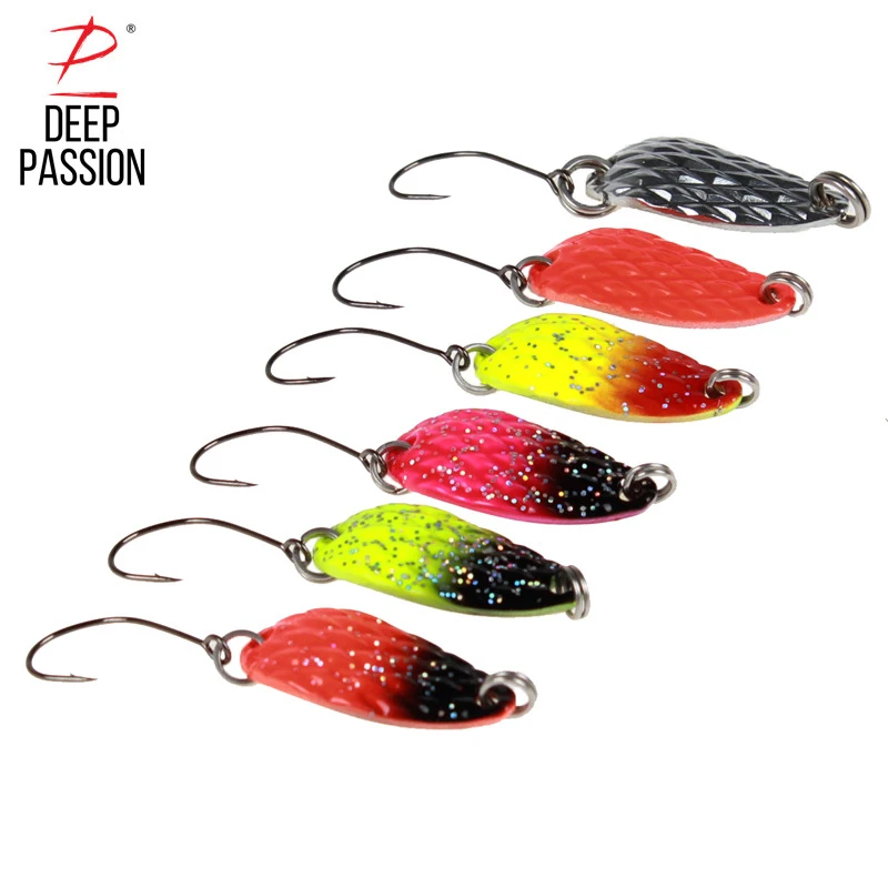 DEEP PASSION 6PC Trout Spoon Spinning Fishing Hard Lure Kit Flying