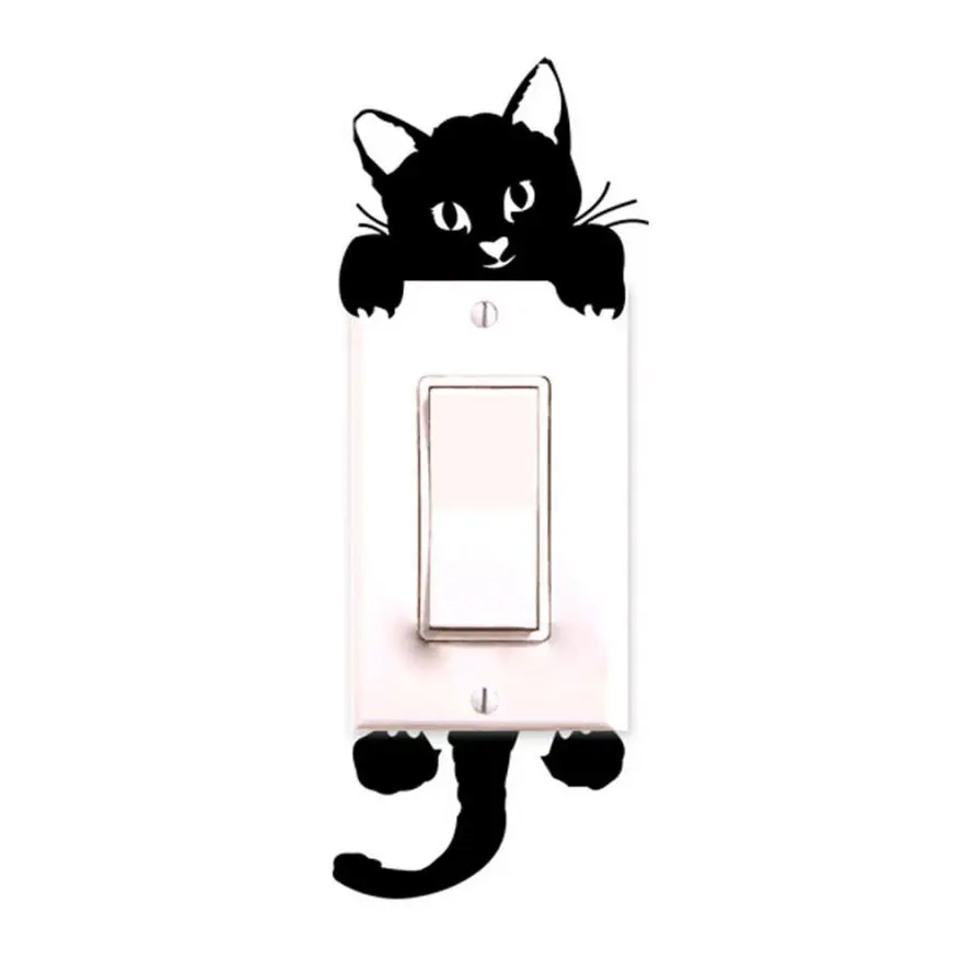 

New Cat Wall Stickers Light Switch Decor Decals Art Mural Baby Nursery Room T1225