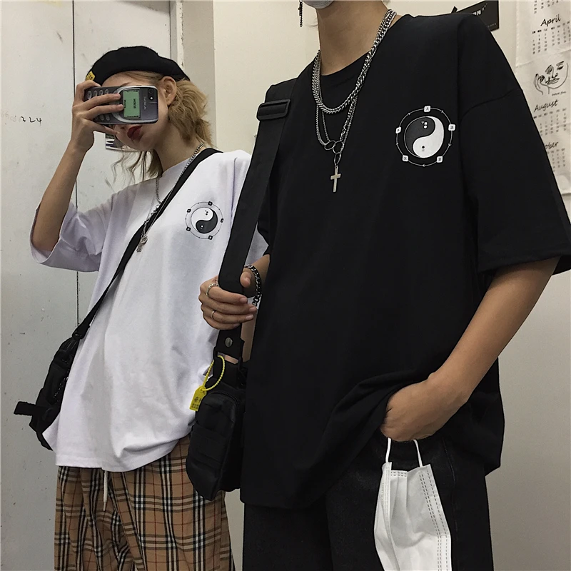 Женская футболка в стиле ретро Harajuku свободная с короткими рукавами Корейском