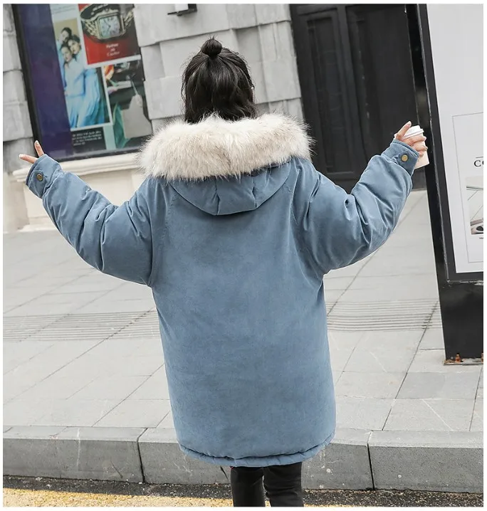 Fashion Thicken Women's Winter Long Coat With Fur Hooded Big Pockets Women Overcoat Oversize Warm Womens Parkas YT50147