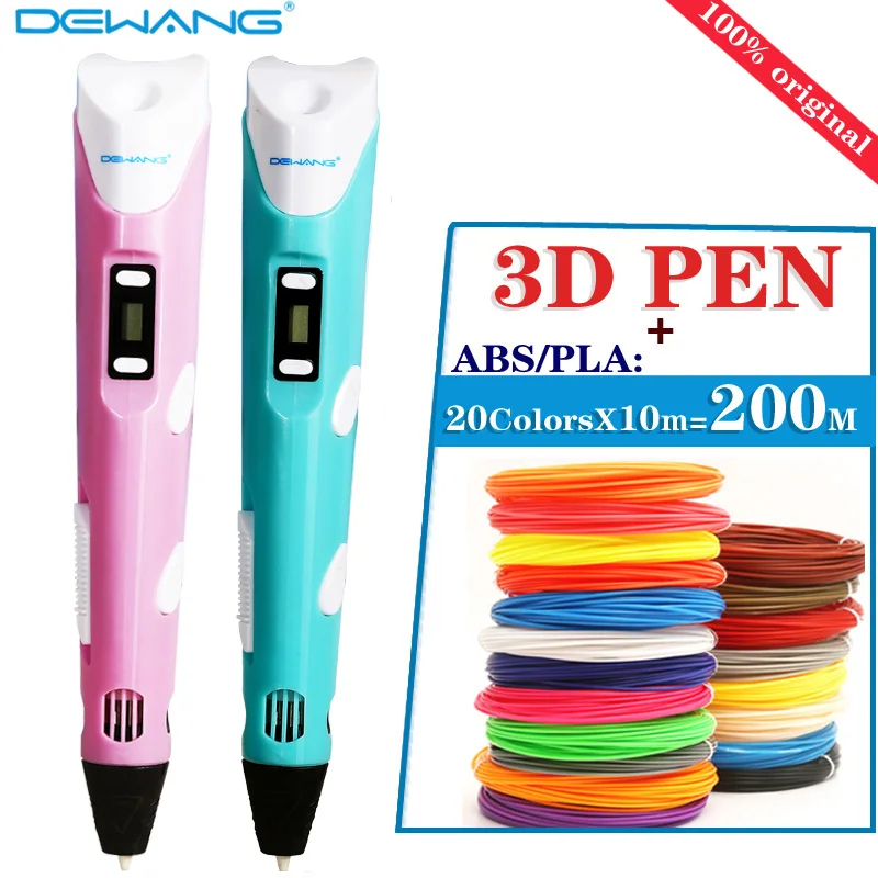 

Dewang 2nd generation 3D Printing Pen LED/LCD DIY Screen 3D Pen With Pen+200M/100M ABS/PLA Children's toys birthday present