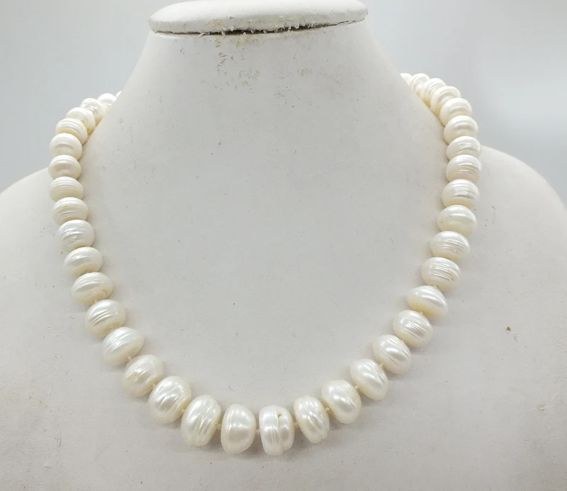 

Freshwater pearls, black/white pearl necklace, huge Baroque pearls 12-14MM 18 inches.