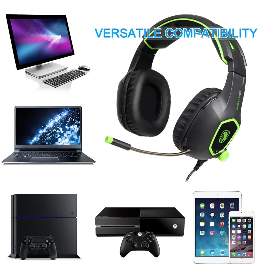 ONE Diskon Casque Baru Headphone Bass Stereo Headset Health Ponsel SADES Earphone XBOX Gaming untuk ini IOW Mikrofon SA818 laptop PC PS4 Mac Natural hari dengan 6 ONE Diskon Casque Baru 6