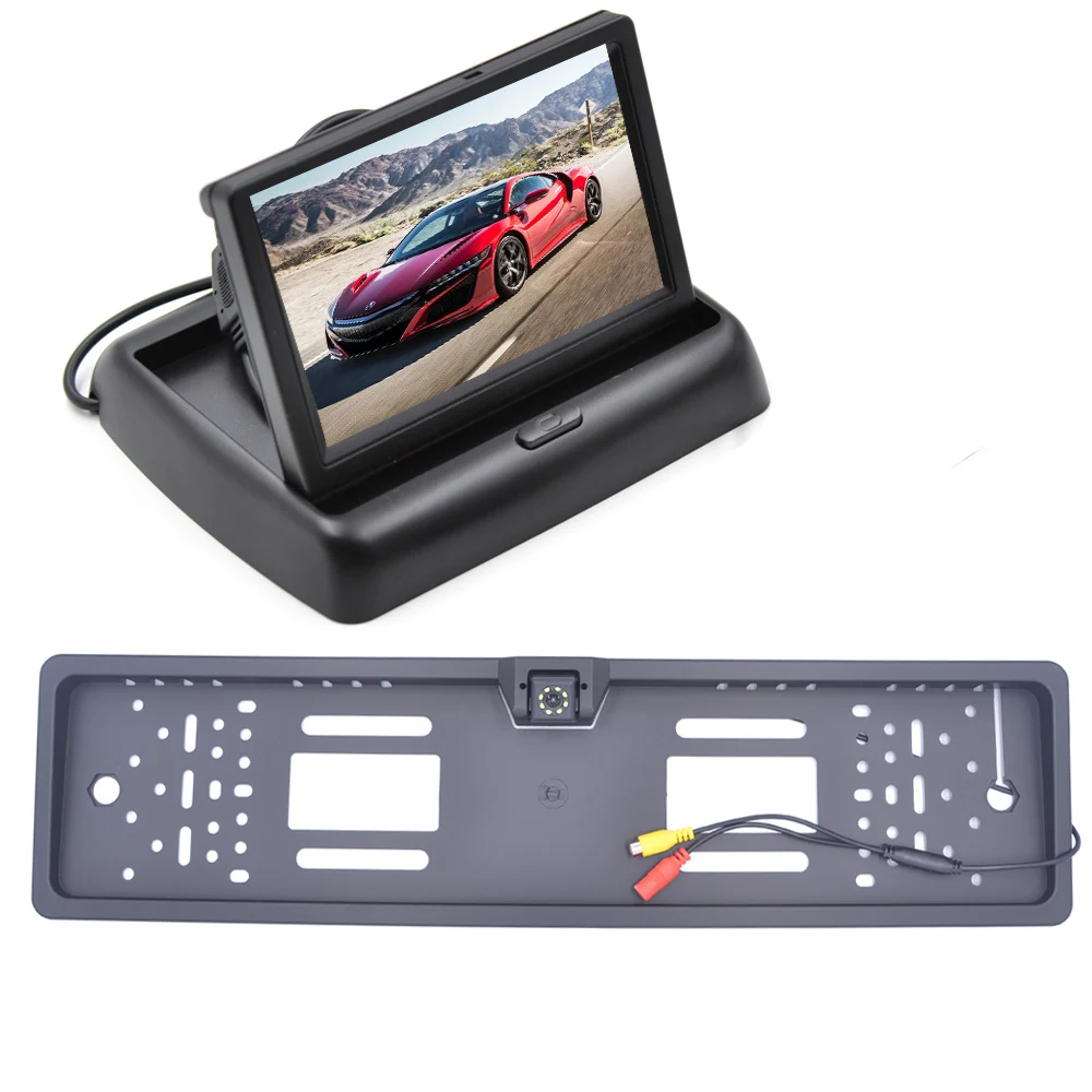 TFT-LCD 4,3 дюймов HD цветной автомобильный монитор 2 видео вход для автомобиля Водонепроницаемая камера заднего вида автомобиля заднего вида