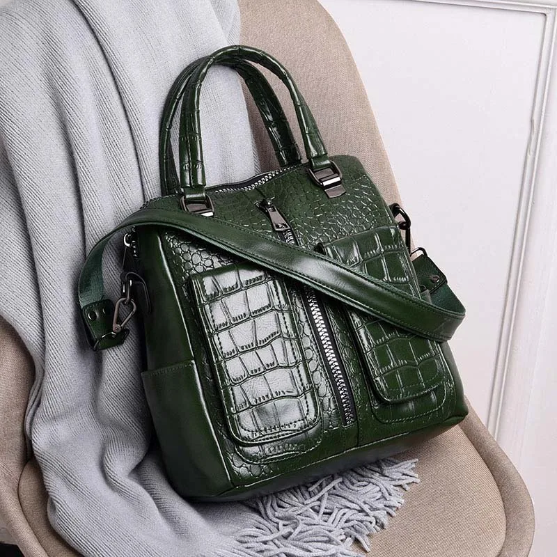 Брендовый Классический женский рюкзак из высококачественной кожи, роскошный женский рюкзак, модные школьные сумки для подростков, рюкзак для девочек - Цвет: Green
