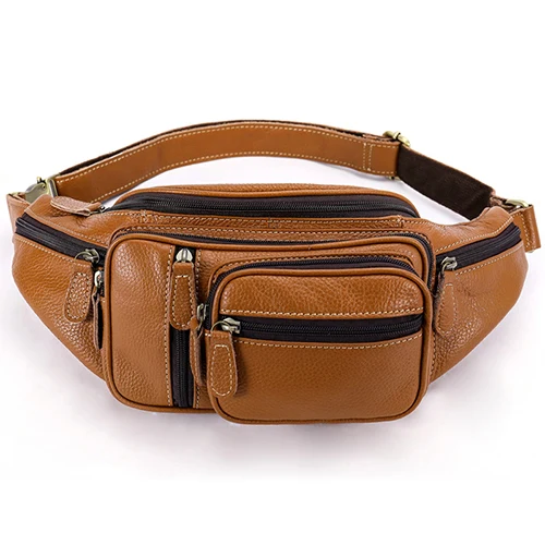 MVA Multi function Money Belt Bag Men's Waists Bags Genuine Leather