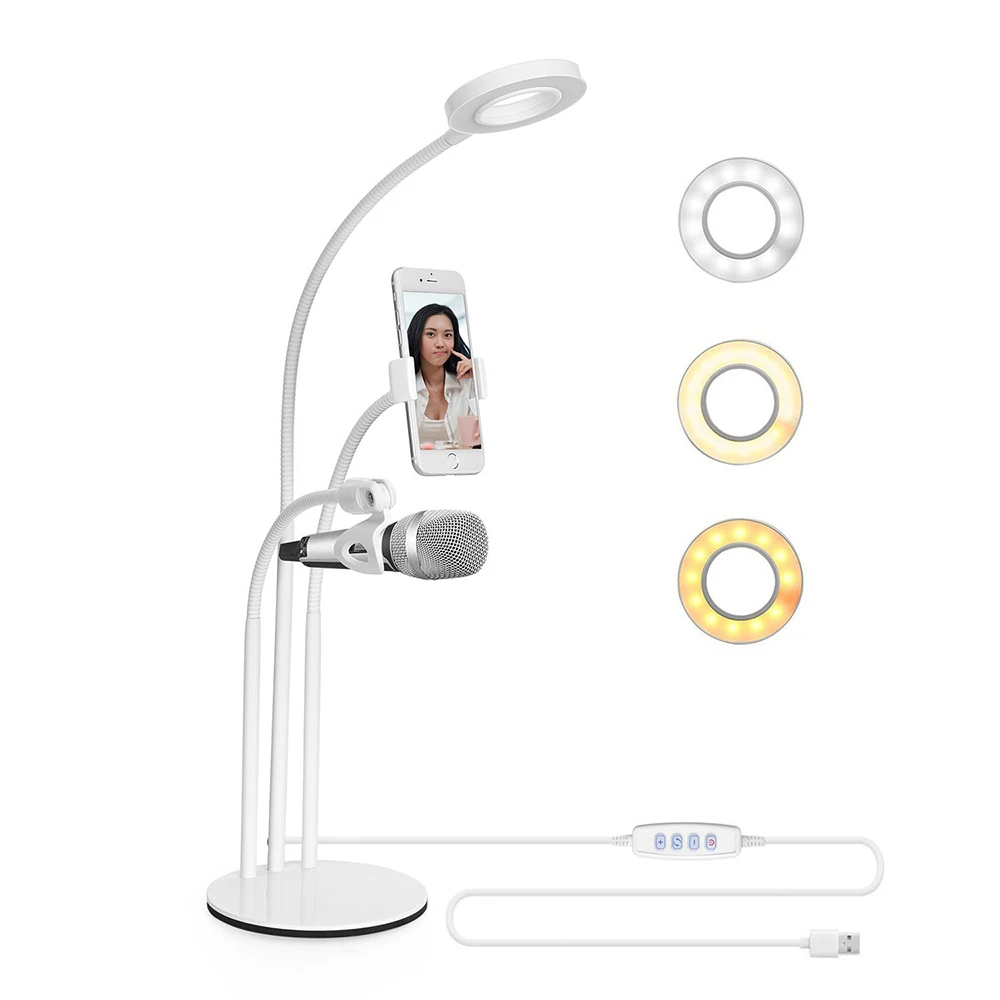 

Selfie Ring Light with Cell Phone Holder for Live Stream Makeup LED Phone Camera Light With Long Arms for iPhone Android Phone