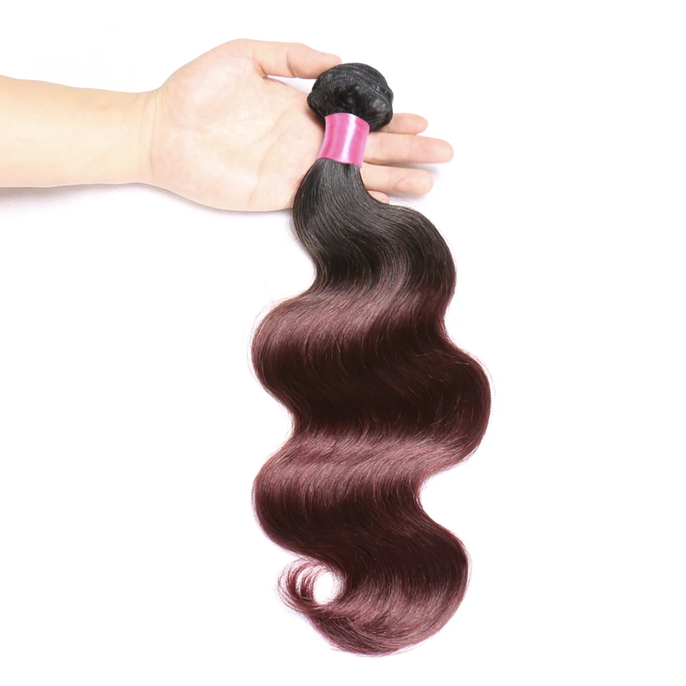 Chloe Brazilian Body Wave Bundles 1B-99J Burgundy 10"-26" Ombre Red Hair Bundles 3 Bundle Deals Non Remy Human Hair Weave