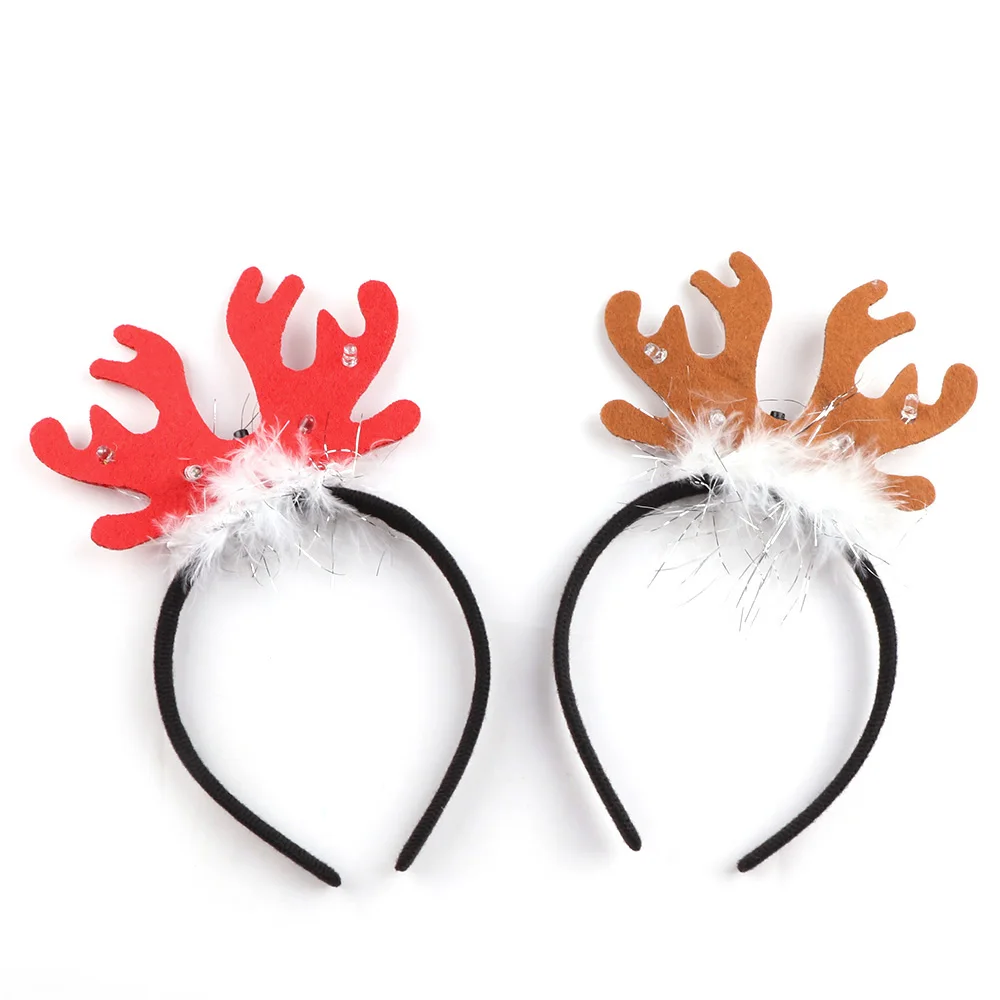 

Antlers LED Flashing Headband Light Up Hair Band Funny Christmas Holiday Decoration Party Accessory