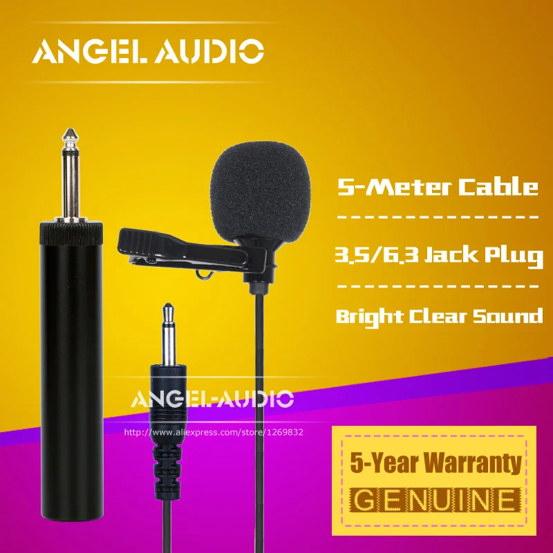 

Free Shipping Condenser 3.5mm 6.3mm Lapel Tie Clip On Mic Microphone For Teaching Speaker Voice Amplifier Loudspeaker Megaphone