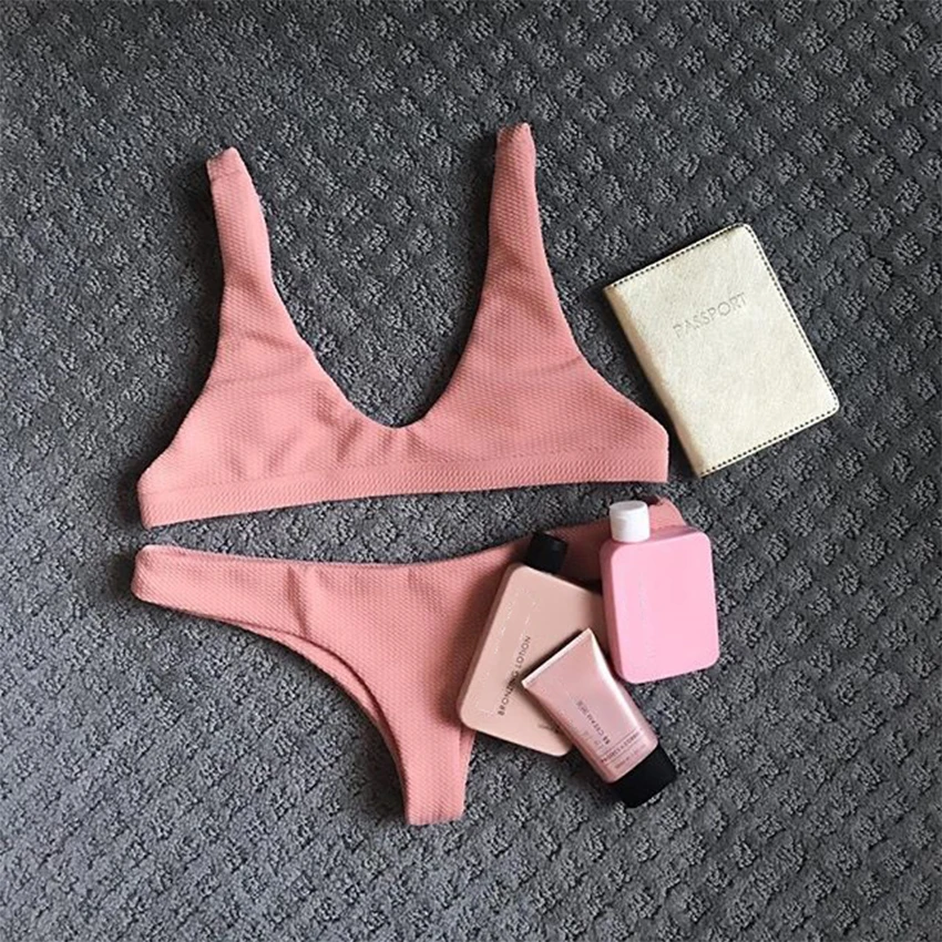 

Hot Pink Bikini 2017 Bikinis Female Swimsuit Thong Swimwear Woman Brazilian Biquini Set Push Up Bathing Suit Maillot De Bain