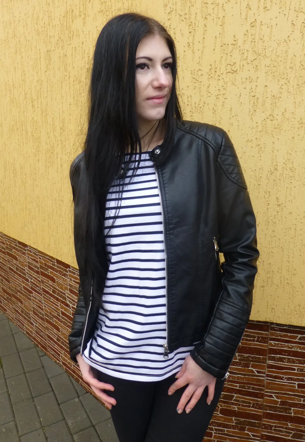 2020 Fashion Women Elegant Zipper Faux Leather Biker Jacket in Brown Black Slim Ladies Coat Casual brand Motorcycle Leather Coat