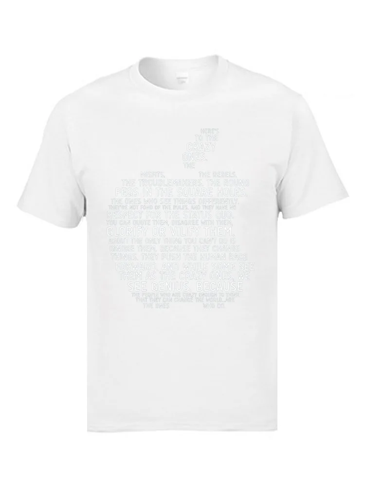 2018 Discount Apple Typography 13809 Crazy Tshirts Crewneck 100% Cotton Man Tops T Shirt Short Sleeve Autumn Crazy T Shirts Apple Typography 13809 white