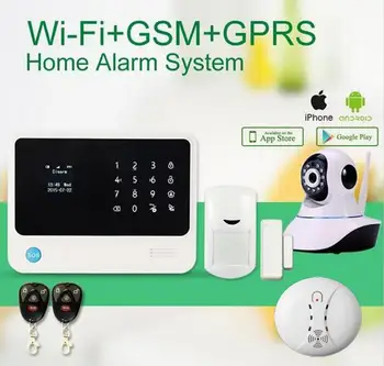 

G90B Plus WIFI GSM alarm system Touch keypad IOS Android APP controlled Home secure Alarm System with IP camera/ smoke detector