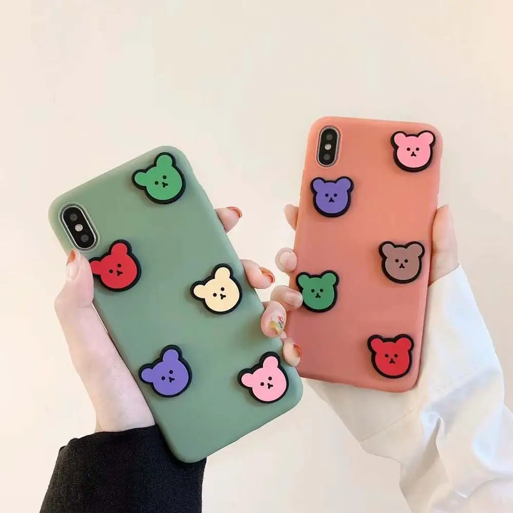

Korea 3D Cute Color bear cover case for iphone 6 6S 7 8 plus X XS XR Max lovely Soft TPU silicon Anti fall phone couqe