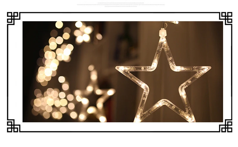2,5 м 138 светодиодные гирлянды со звездами рождественские китайские фонарики гирлянда светодиодная занавеска для свадьбы домашнее украшение для вечеринки в день рождения