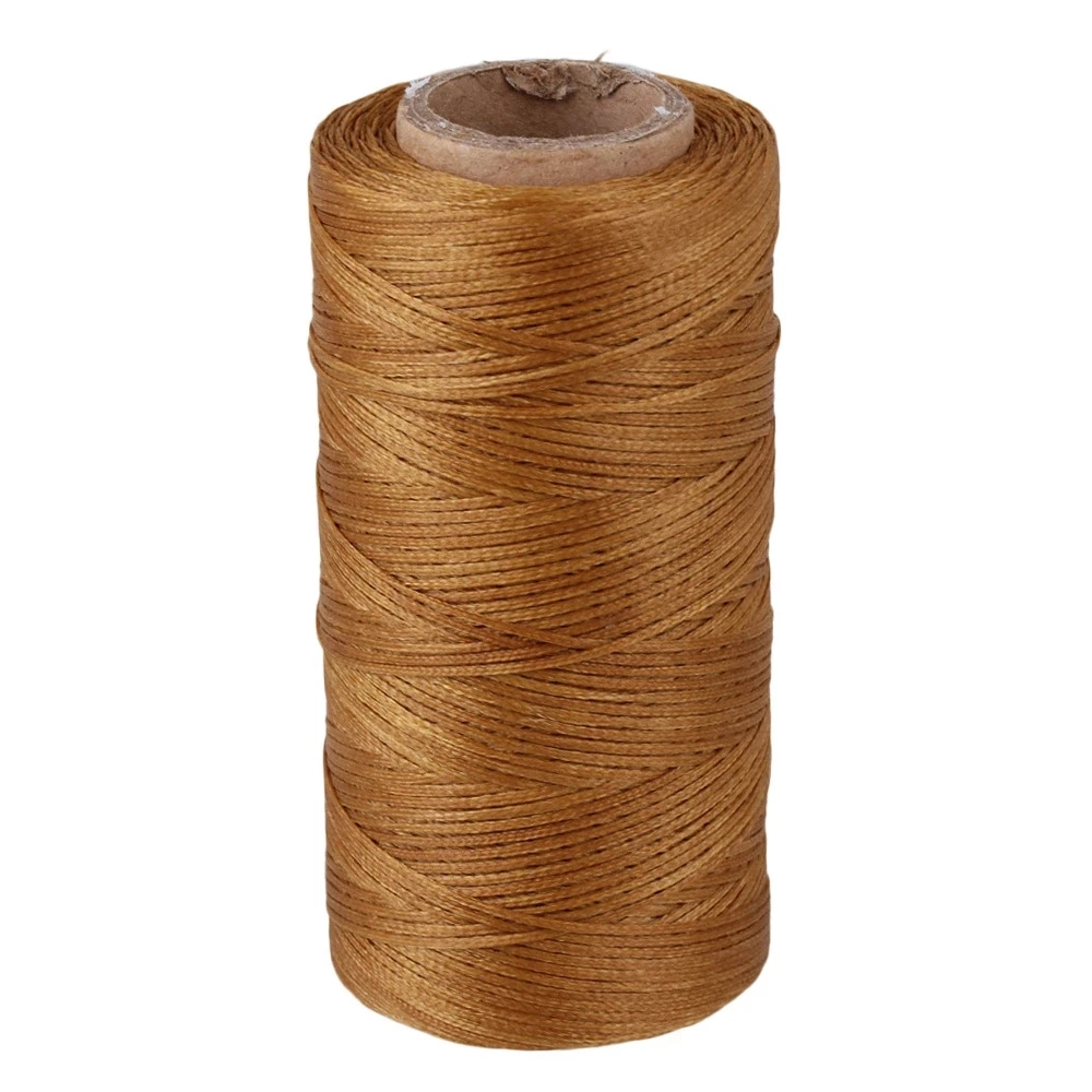 

210D Flat Waxed Thread Polyester Leather Sewing String Braided Cord Brown