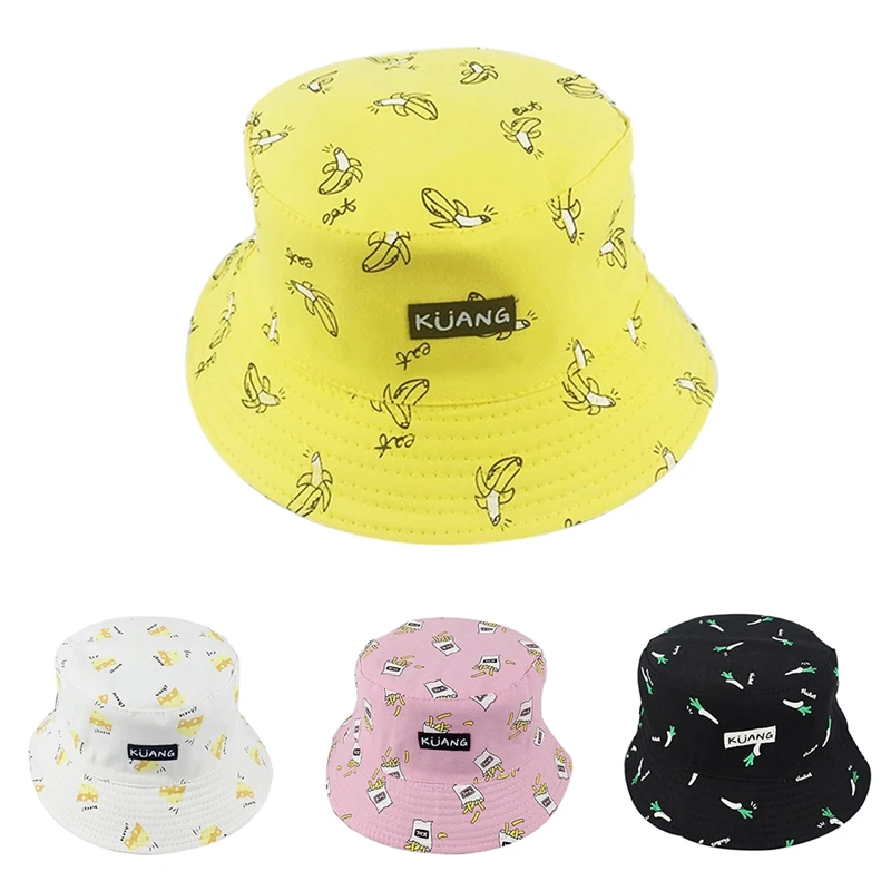 

Panama Bucket Hat Men Or Women Summer Bucket Cap Banana Print Yellow Hat Bob Hat Hip Hip Gorros Fishing Hat