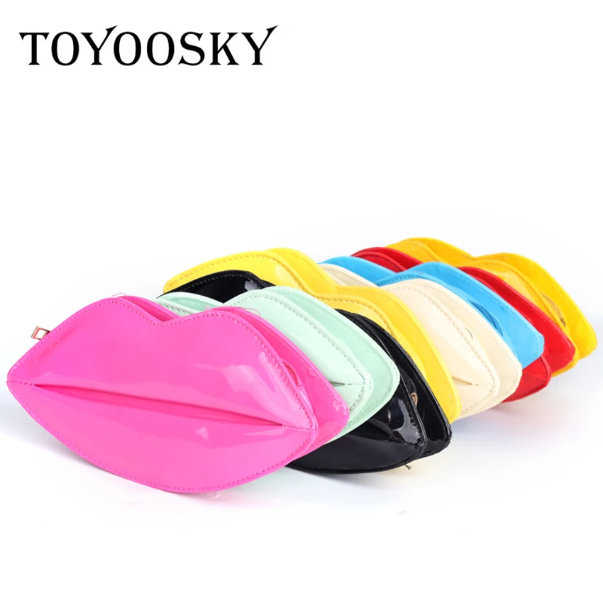 

TOYOOSKY Clearance! Fashion Women Leather Red Lips Clutch Bag Ladies Chain Shoulder Bag Handbags Evening Bag Lips Shape Purse