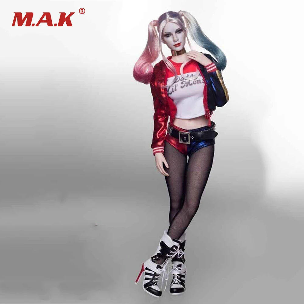 

1/6 Scale Suicide Squad Harley Quinn Clothes Set with Head Sculpt for Female 12 inches Action Figure Bodies