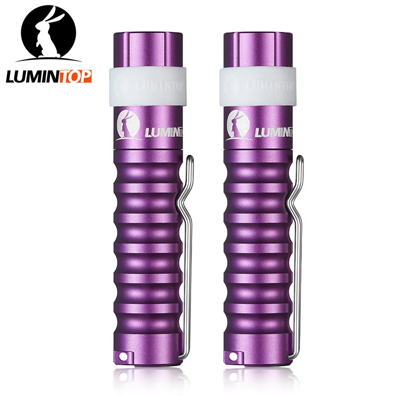 

LUMINTOP 2PCS Purple Mini Worm Flashlight AAA 110 Lumens Keychain Flashlight with clip Cree LED Tool Pocket Flashlights