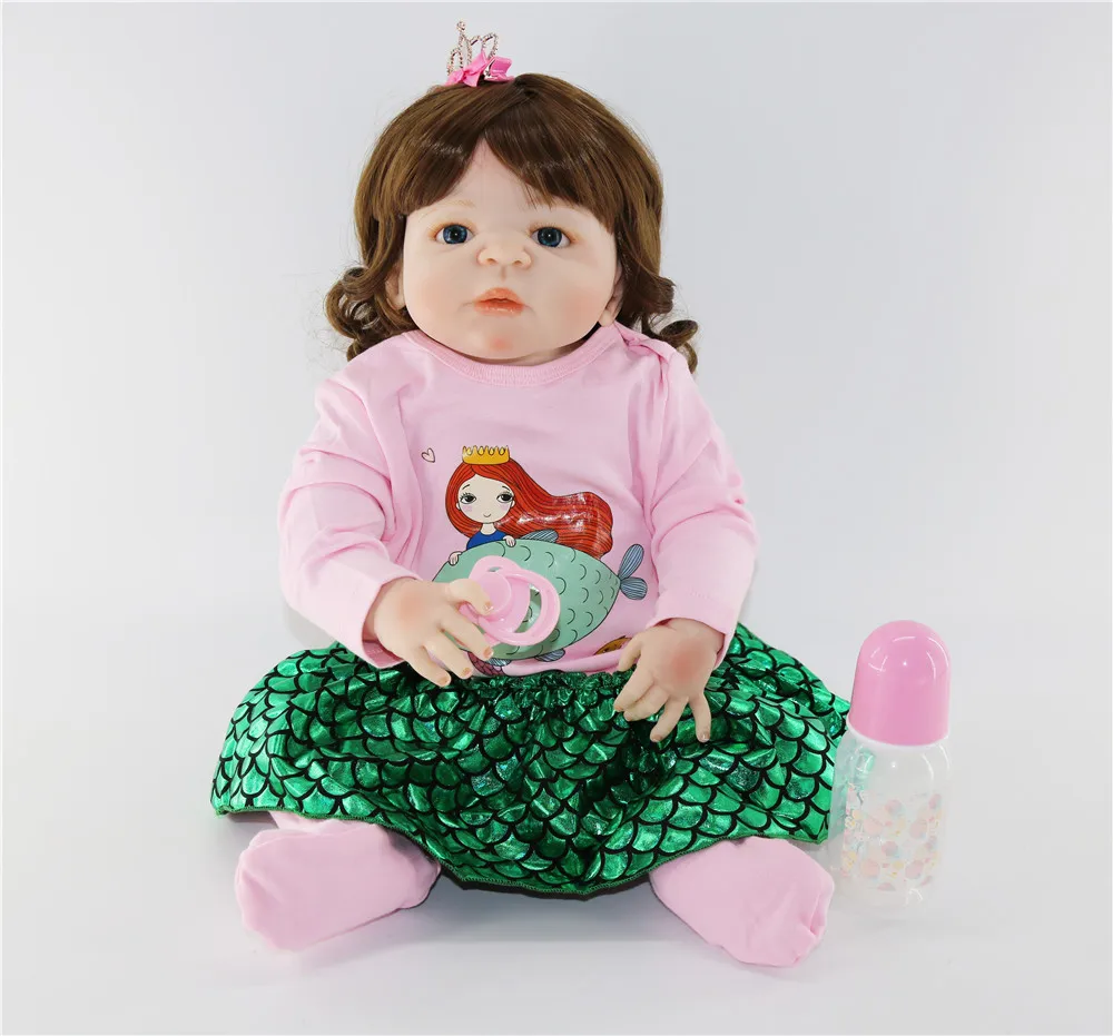 Реалистичные 23 ''новорожденный может купать полный силиконовые куклы Reborn Baby реалистичные 57 см Милая принцесса стильный Рождество подарки