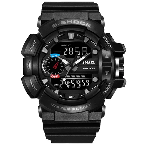 Модный светодиодный цифровой часы S Shock мужские спортивные часы Электронные Аналоговые Цифровые уличные армейские часы Мужские кварцевые часы - Цвет: Серый