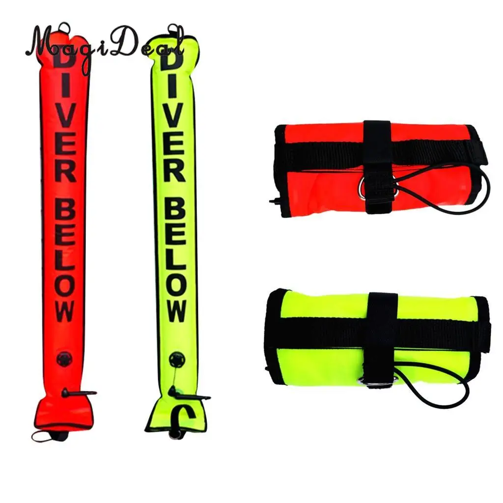 MagiDeal Professional High Visibility Scuba Diving Inflatable Safety Sausage Signal Surface Marker Buoy (SMB) Tube