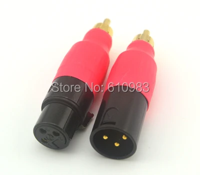 

2 pc Free shipping Straight RCA Splitter 3 Pin XLR Jack female pin to RCA Plug + RCA Male to XLR Plug Audio Adapter Connectors