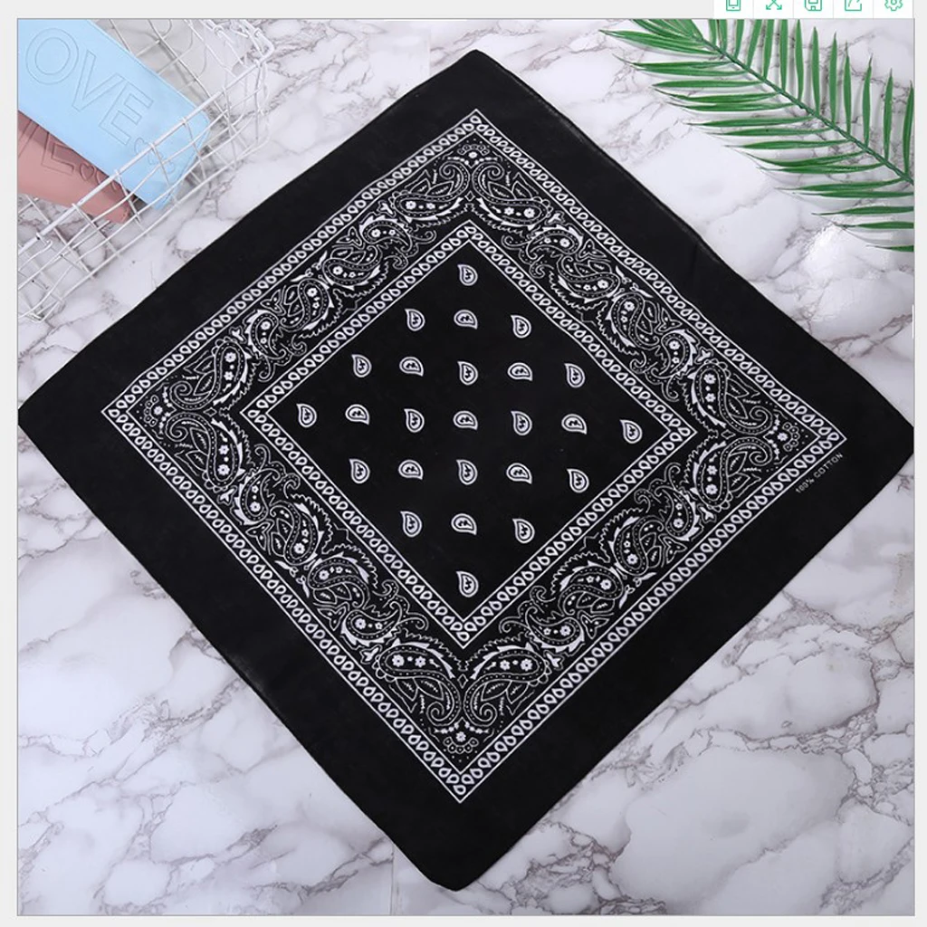 100% Cotton Fashion Bandana Multipurpose Paisley Printing Cowboy Bandanas Square Scarf Headbands Necktie for Men Women 55 x 55cm