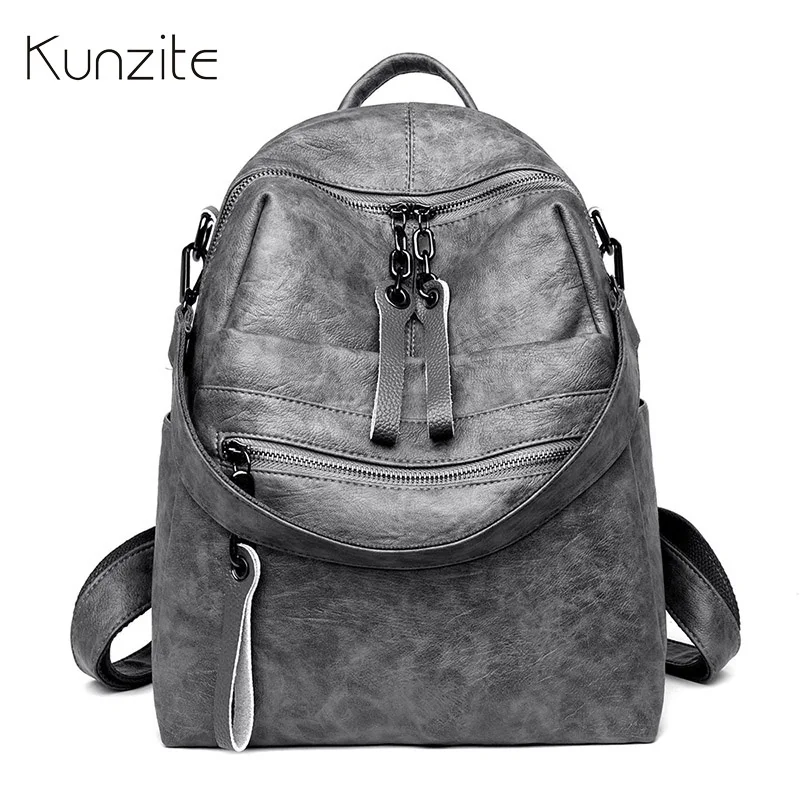 

2019 Women Leather Backpacks High Quality Vintage Bagpack Sac A Dos Rucksacks For Girls School Backpack Luxury Designer Mochilas