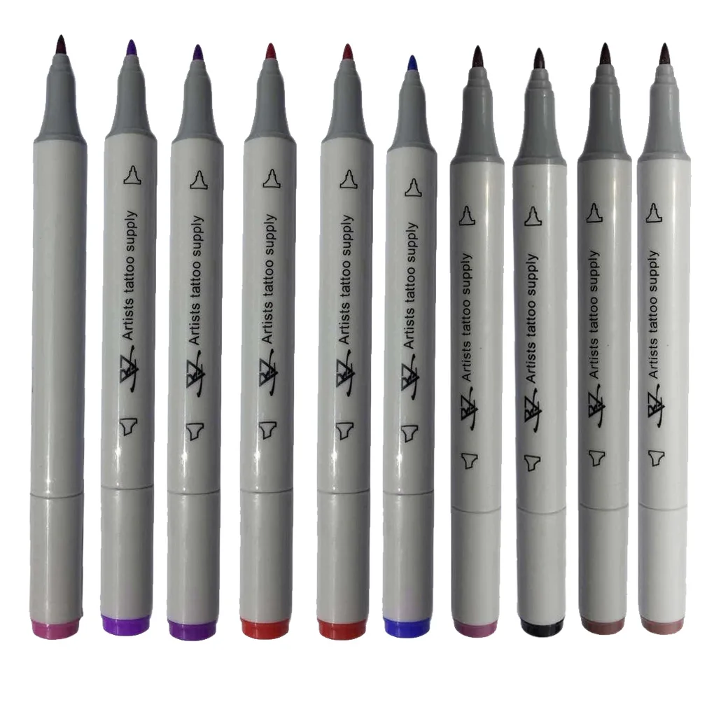10 color tattoo marker pen dual tip double end tattoo skin marker marking pen flat - Skin Color Markers 10 color tattoo marker pen dual tip double end tattoo skin marker marking pen flat - Skin Color Markers