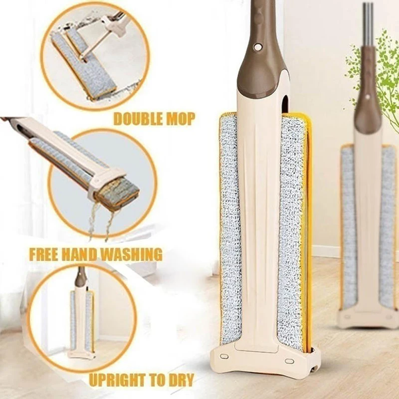 

Double Side Magic Mop Hand-Wringer Sweepers Hard Floor Cleaner Floor Cleaning Tool Mop Head Lazy 360 Degree Spin Flat Lazy Mop