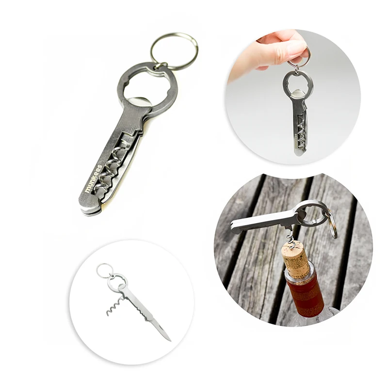 

idYllife Stainless Steel Wine Bottle Opener Beer Opener Multifunction Portable Kitchen Mini Corkscrew Knife Keyring Keychanin