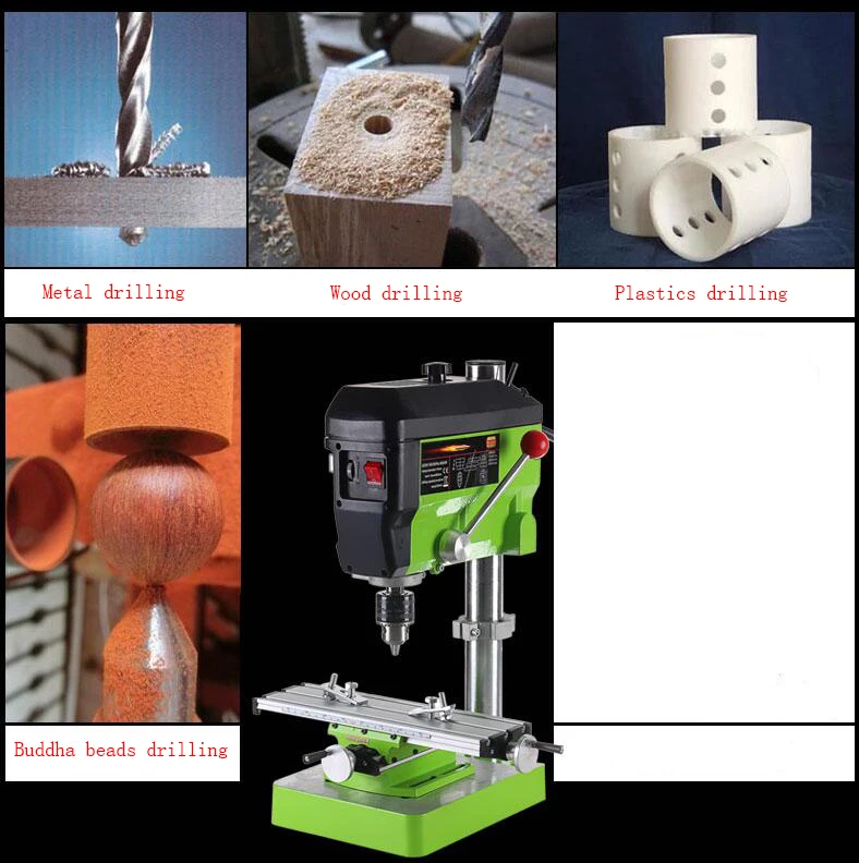 Небольшая точность высокоскоростная скамья дрель 220 В 680 Вт сверлильный фрезерный станок для производства металлических, деревянных пластиковых бусин Будды