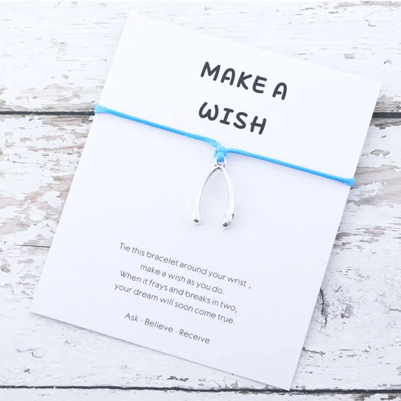 Браслеты Make A Wish браслет Wishbone со шнурком для дружбы удачи с подвесками женский